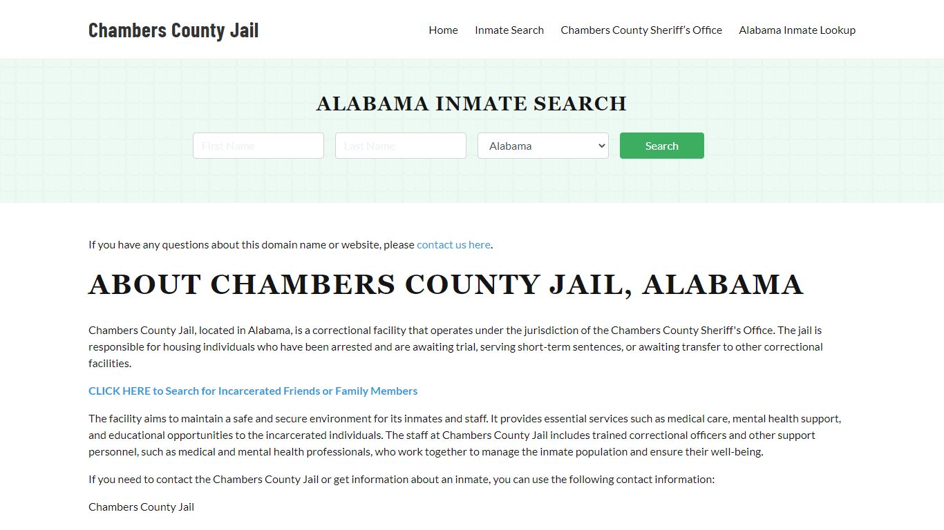 Chambers County Jail Roster Lookup, AL, Inmate Search