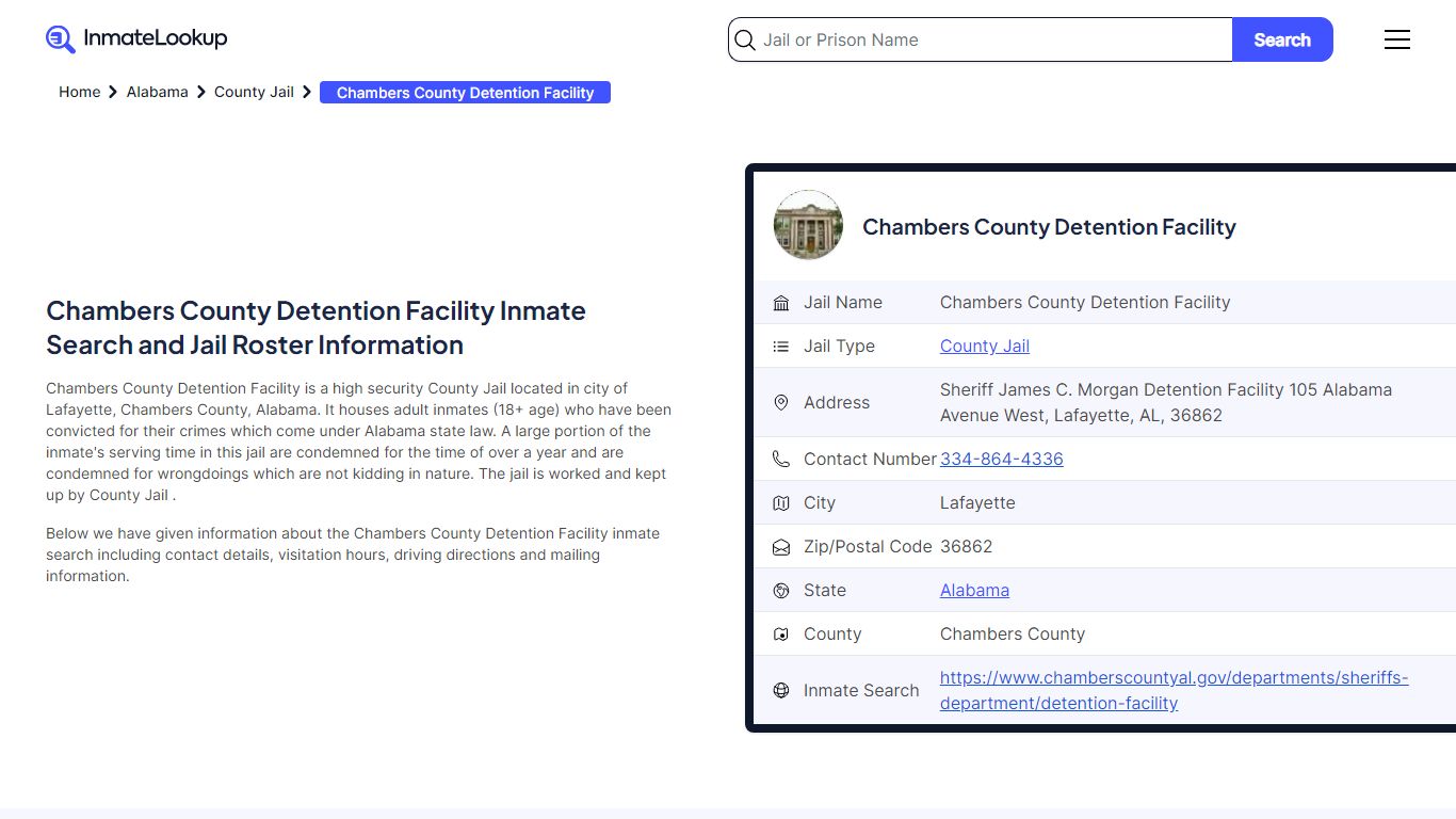 Chambers County Detention Facility Inmate Search - Lafayette Alabama ...